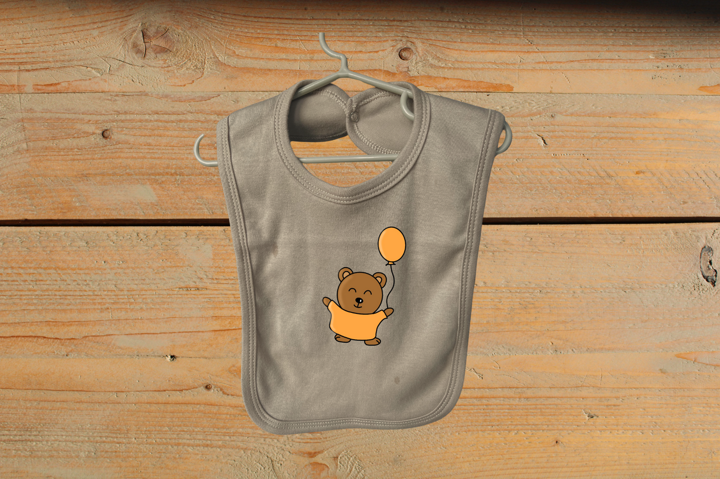 Slabbetje 'Little Baby Bear' met ballon Oranje