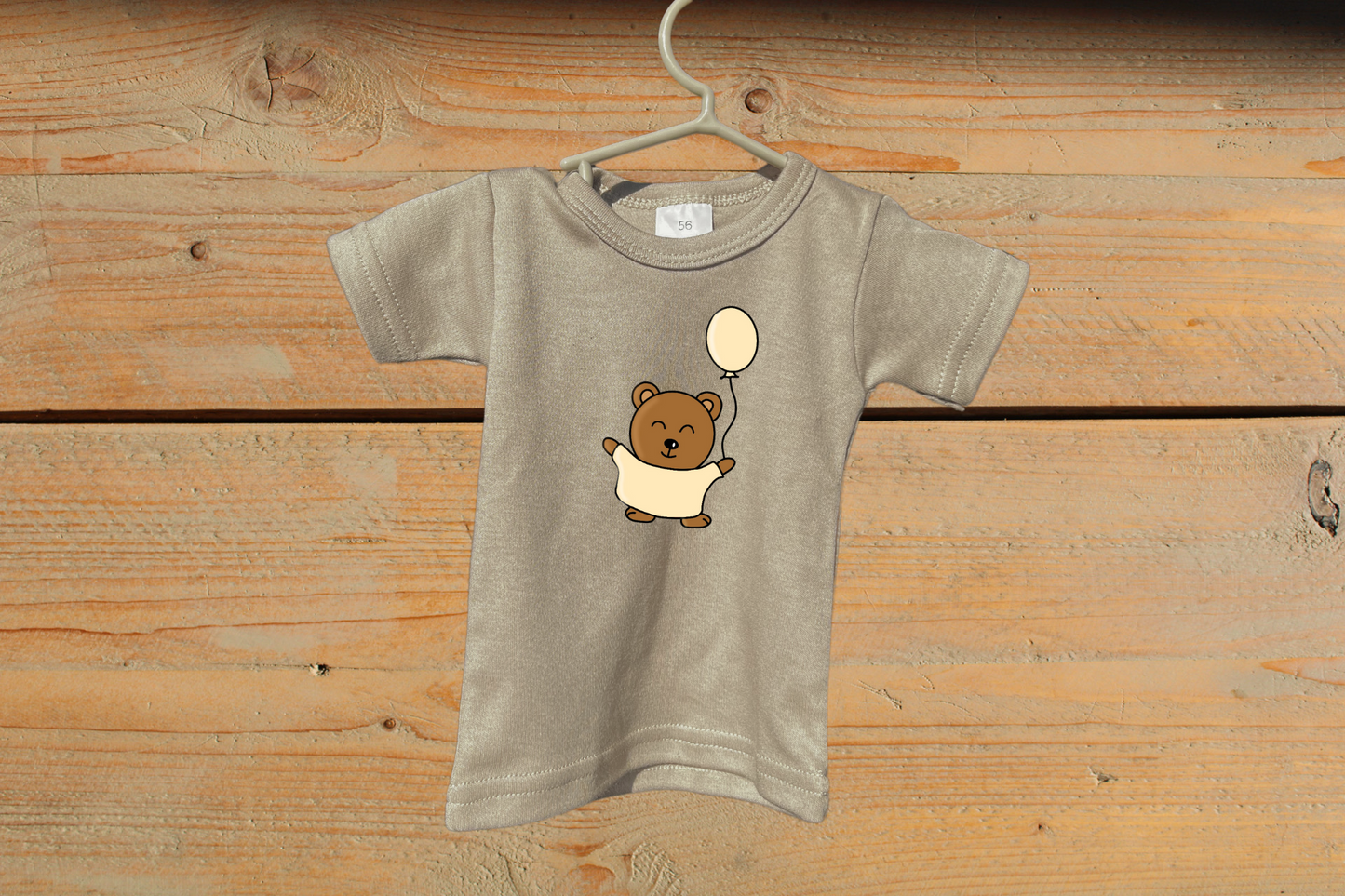 T-shirt Little Baby Bear met Ballon Beige
