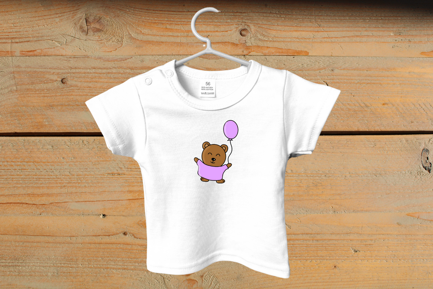 T-shirt Little Baby Bear met Ballon Paars
