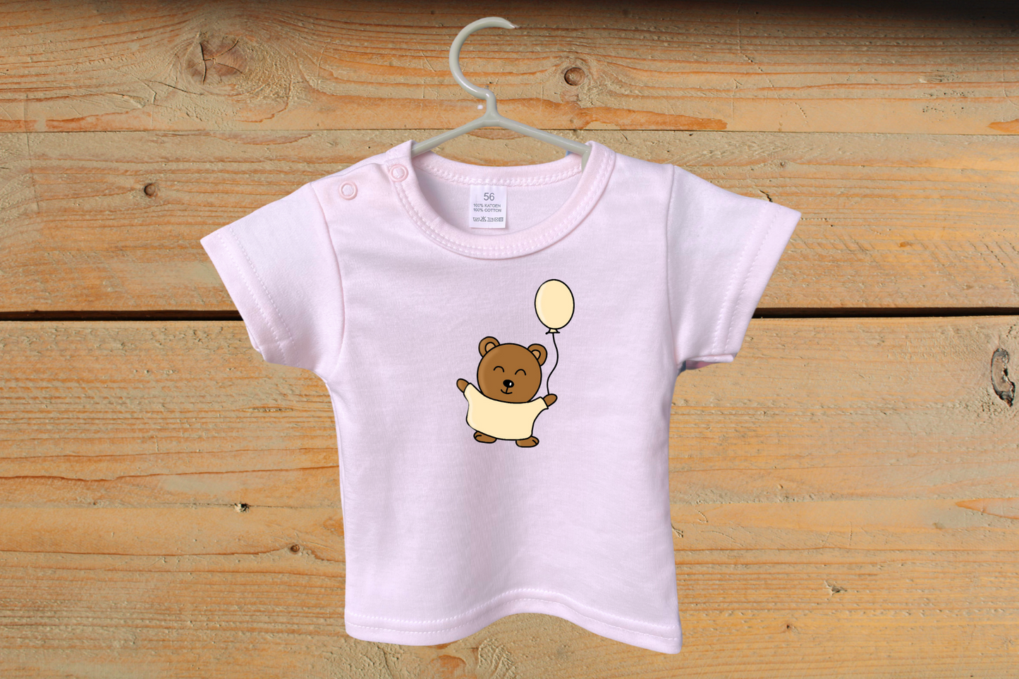 T-shirt Little Baby Bear met Ballon Beige