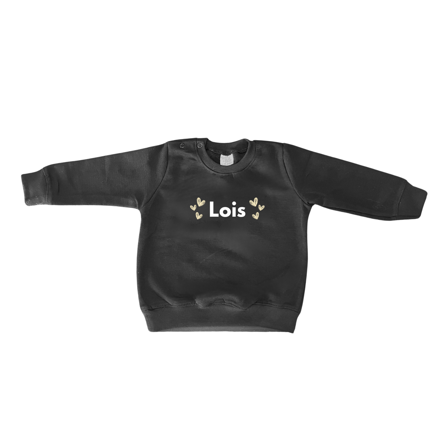 Sweater met Naam met Beige hartjes
