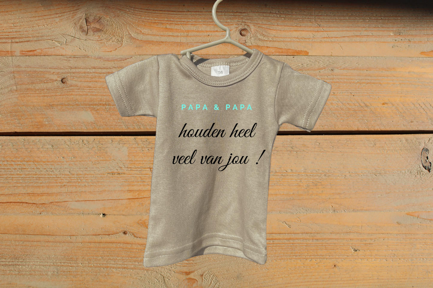 T-shirt: 'Papa en Papa houden heel veel van jou!' Blauw