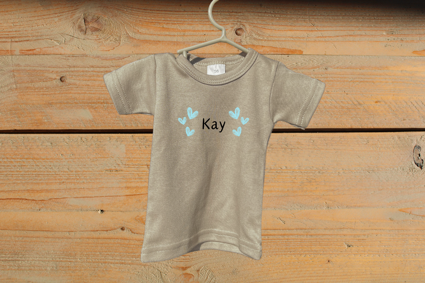 T-shirt Blauwe hartjes met naam