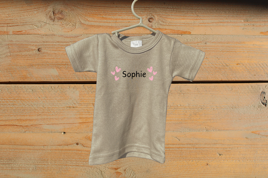 T-shirt Roze hartjes met naam