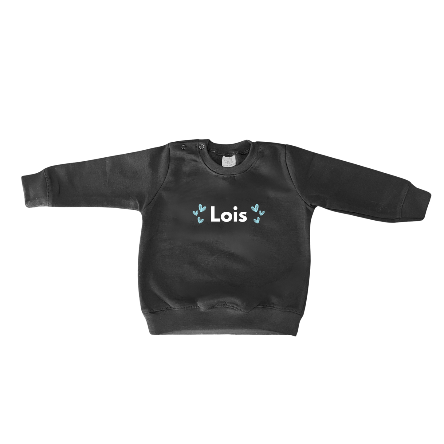 Sweater met Naam en Blauwe hartjes