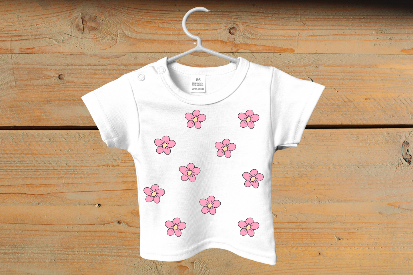 T-shirt: Roze bloemen