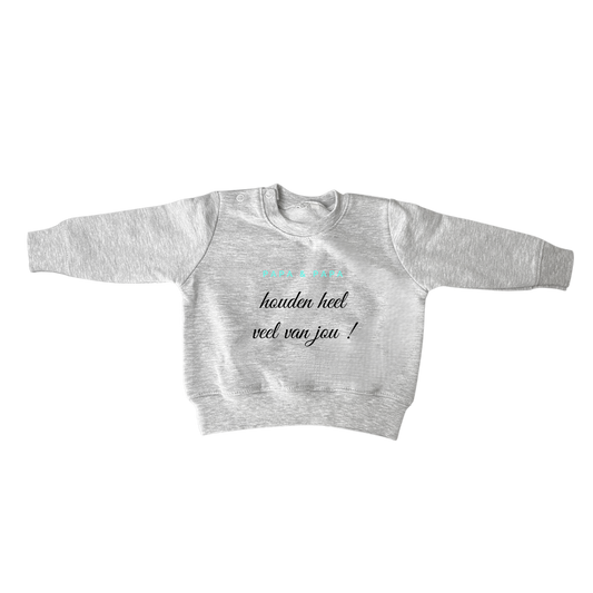 Sweater: 'Papa en Papa houden heel veel van jou!' Blauw