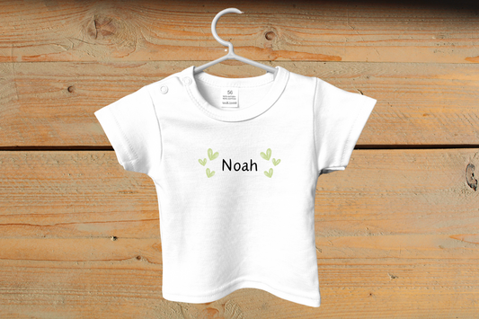 T-shirt Groene hartjes met naam