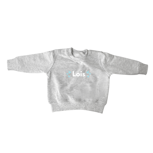 Sweater met Naam en Blauwe hartjes
