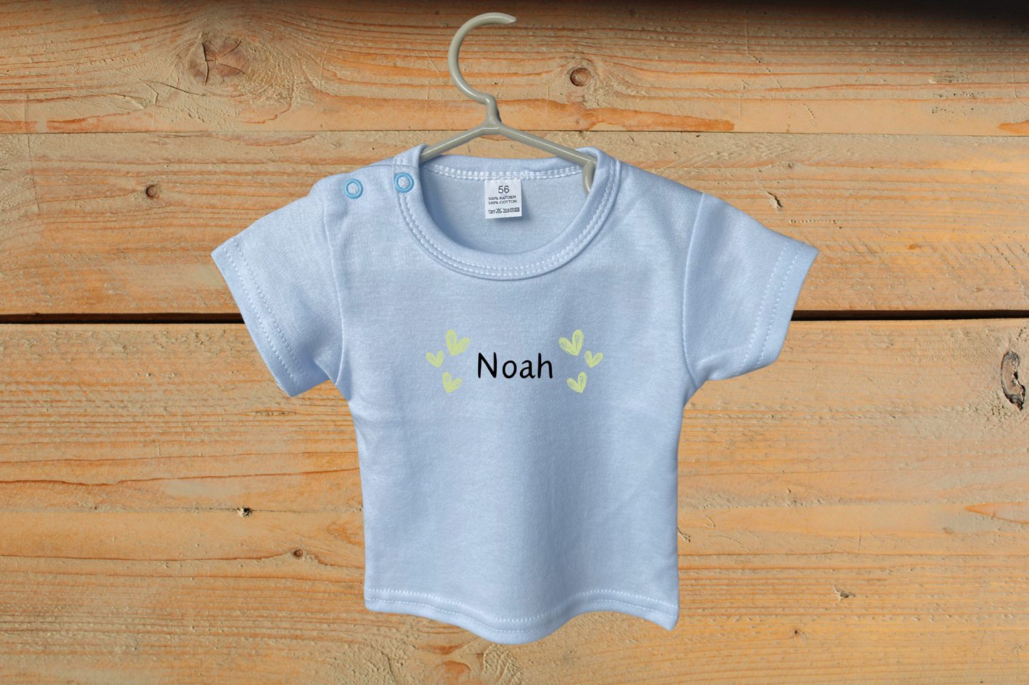 T-shirt Groene hartjes met naam
