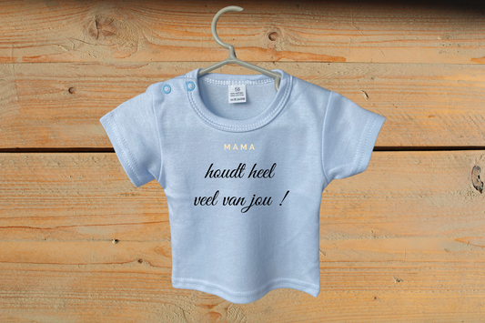 T-Shirt: 'Mama houdt heel veel van jou!' Beige