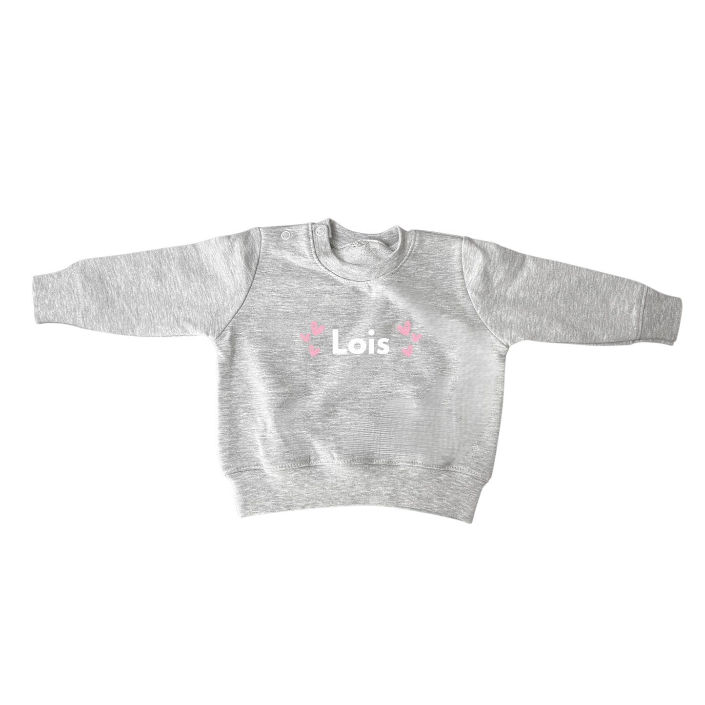 Sweater met Naam en Roze hartjes