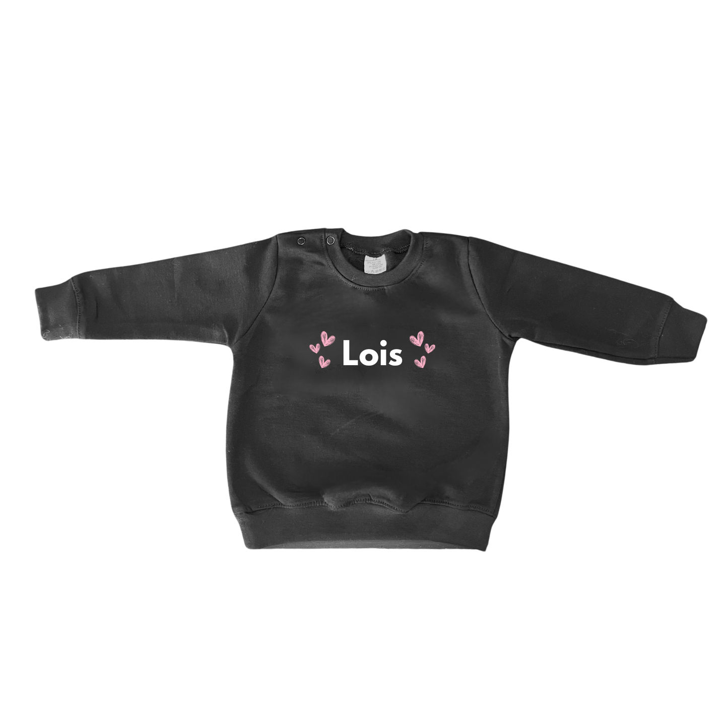 Sweater met Naam en Roze hartjes